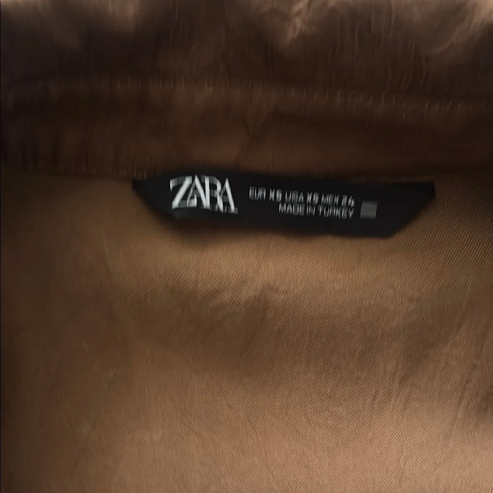 Zara Brown Ruched Notched Collar dress - Image 4