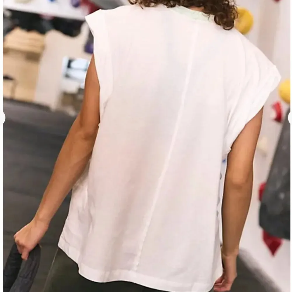 #33 NWT Free People Don't Sweat It Oversized Tee in White - Image 4