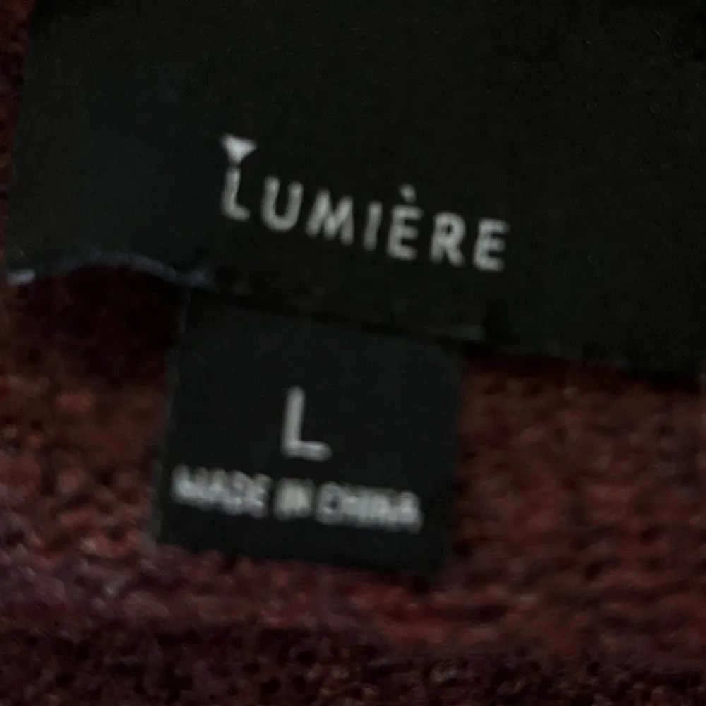 Lumiere Wine Tie Back Mock Neck Sweater L Soft Knit Pullover Fall Winter Cozy Brown Size L - Image 6