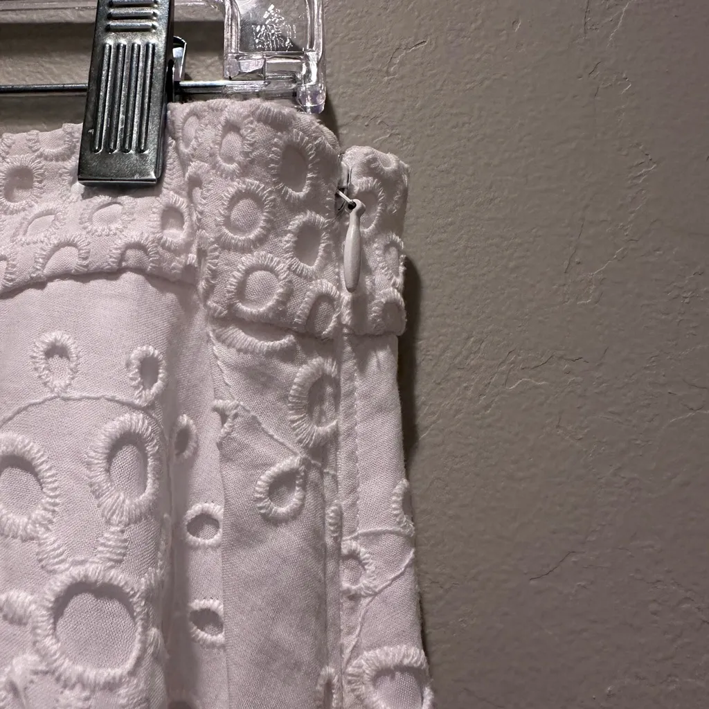 Talbots Eyelet Tiered Midi Skirt‎ White Floral 100% Cotton Sz 12 - Image 7