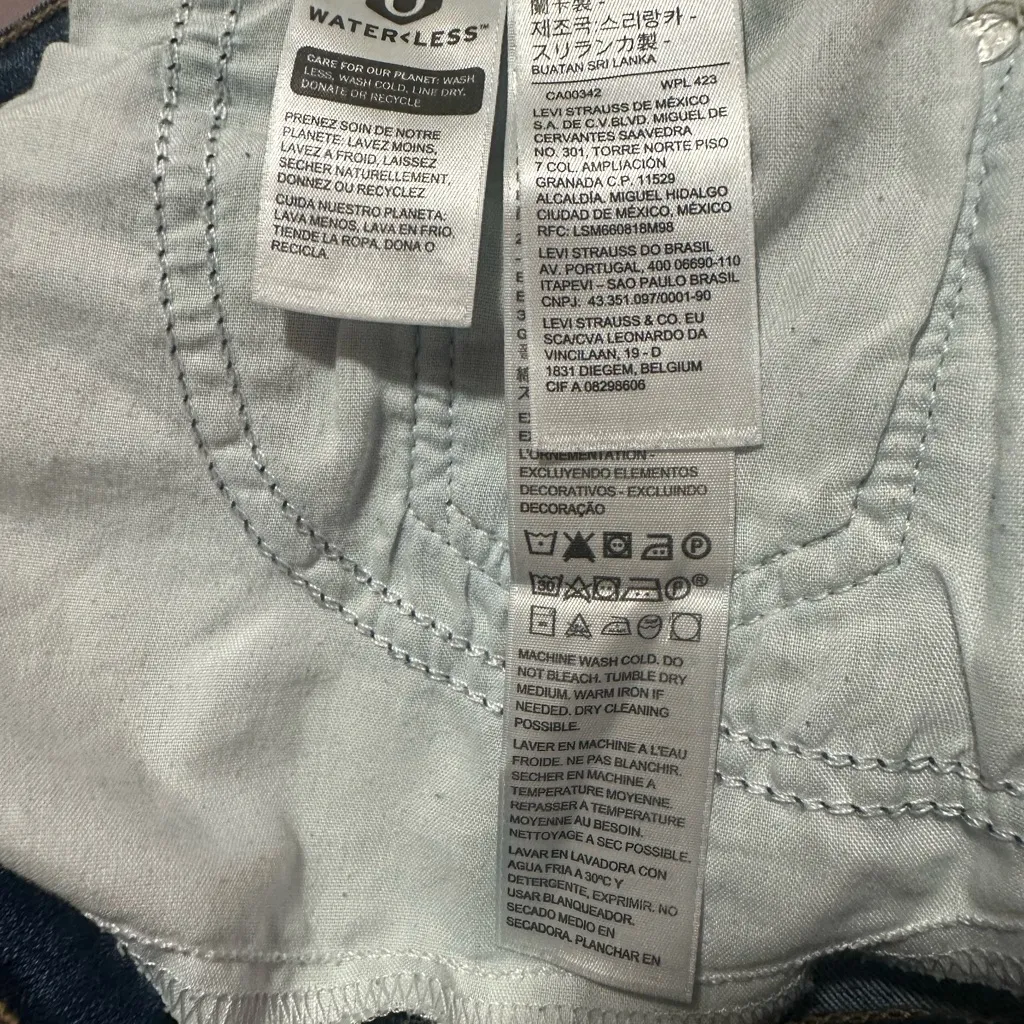 Levi's Dark Blue Ripped Jean Shorts - Image 4