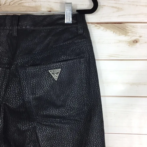 Vintage Guess Jeans High Waist Textured Wax Coated Tapered Leg - Image 2