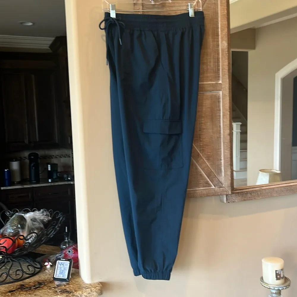 Navy Blue Performance Cargo Track Pants - Image 2