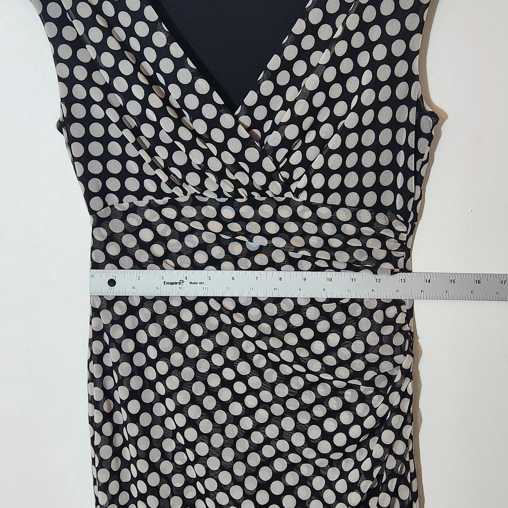 London Times Black and White Mesh Polka Dot Sheath Dress Size 8 - Image 8
