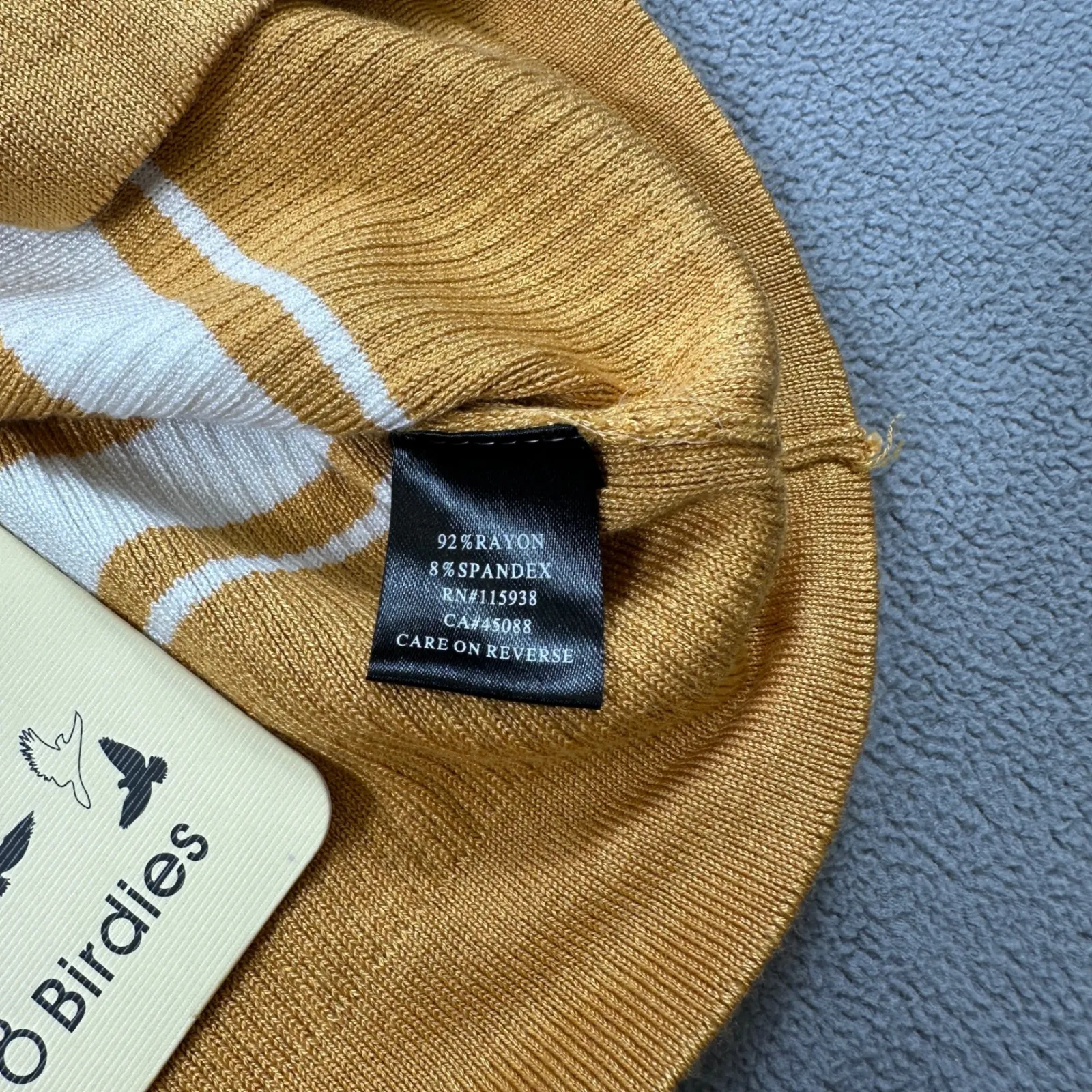 NWT 8 Birdies Tube Top Womens L Ribbed Knit Striped Gold White Casual Australia Size L - Image 7