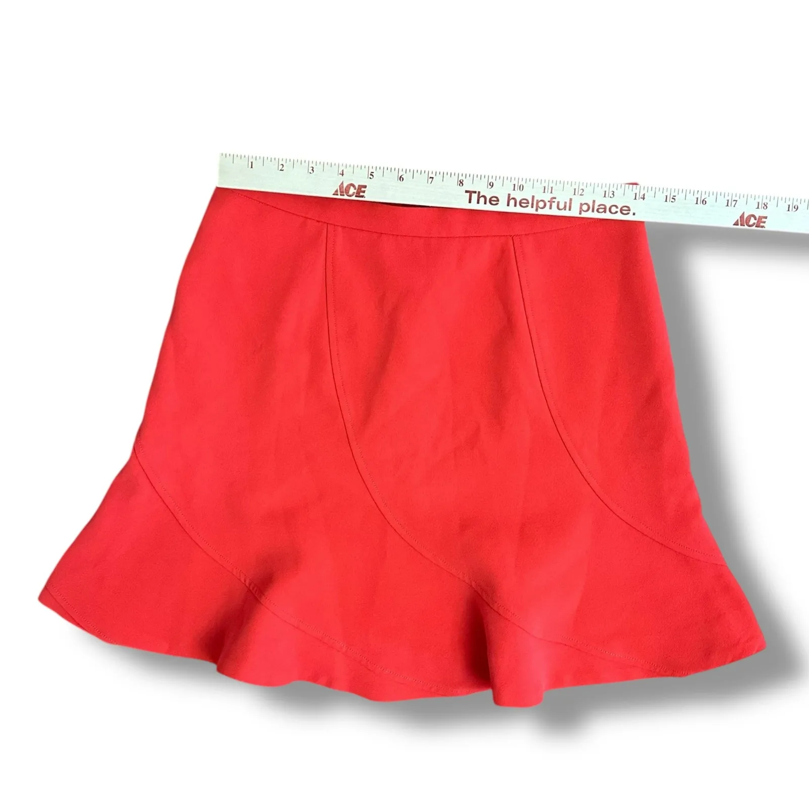 J.Crew Red Flounce Mini Skirt Women’s Size‎ 2 Fit & Flare A - Image 3