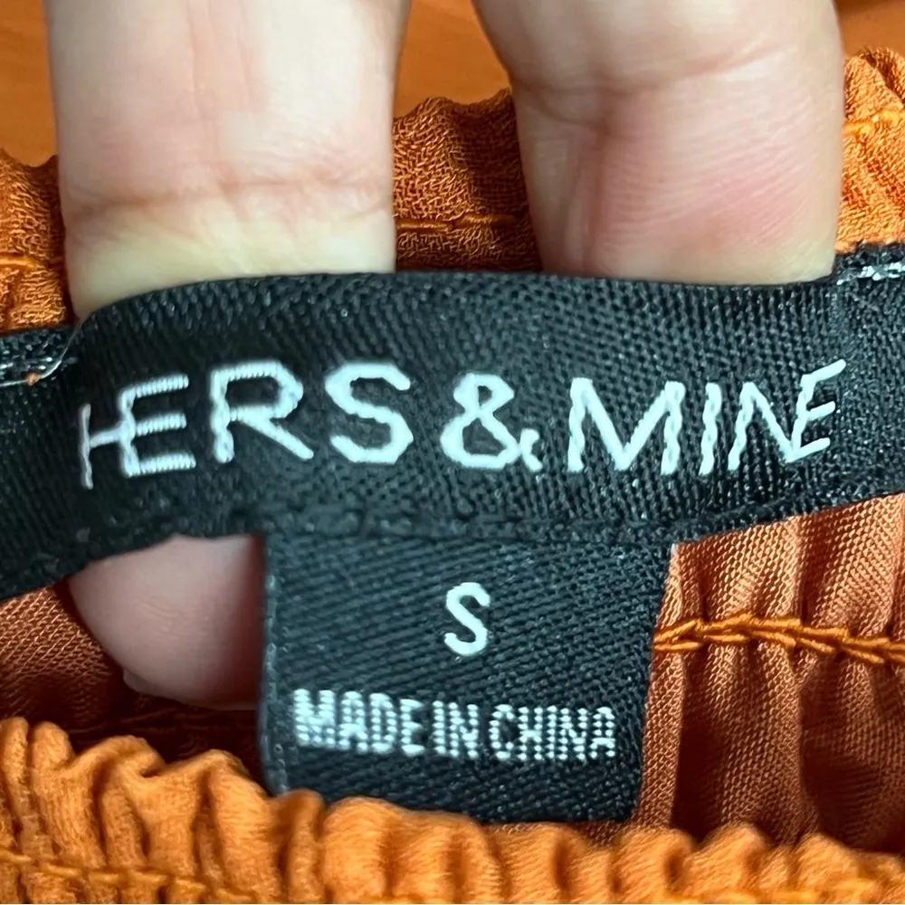 Womens Boho Wide Leg Loose burnt orange strapless Jumpsuit Side Pockets Small - Image 5