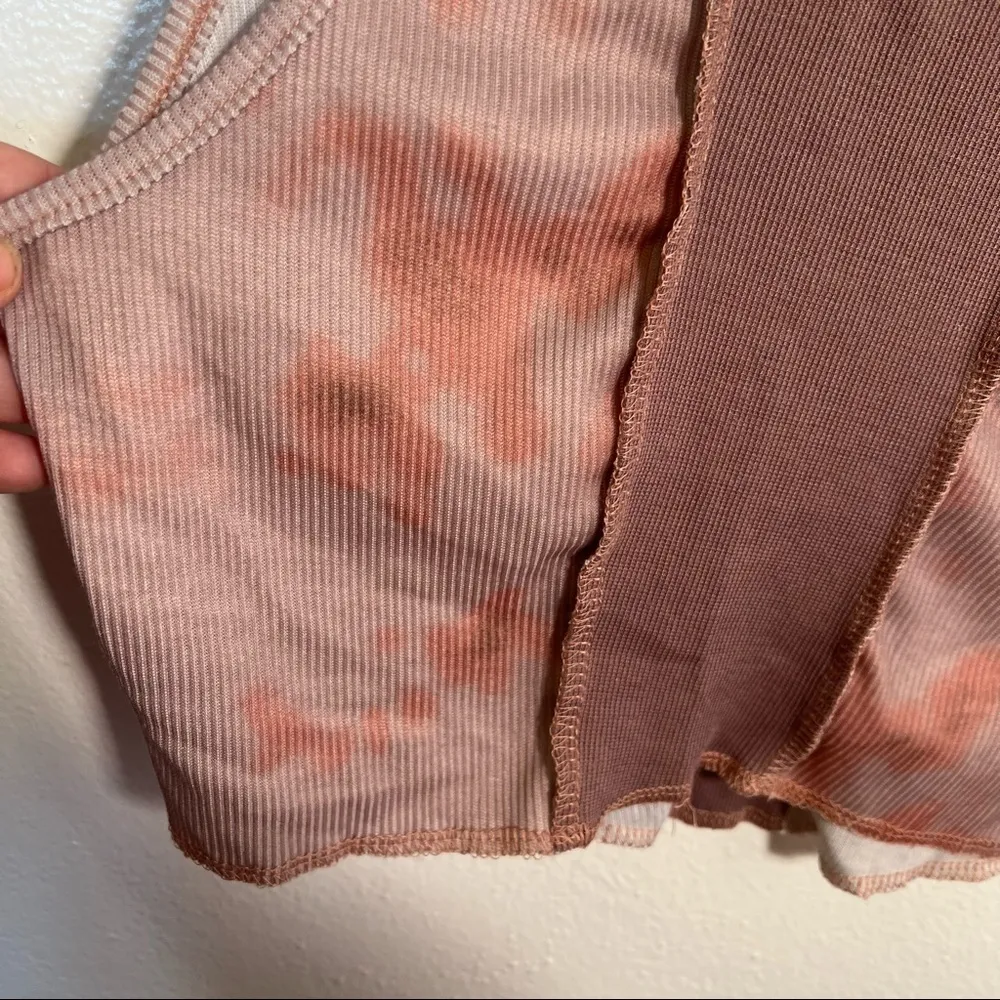 Cropped Ribbed Tank Top Mauve Pink Tie Dye Size XS - Image 6