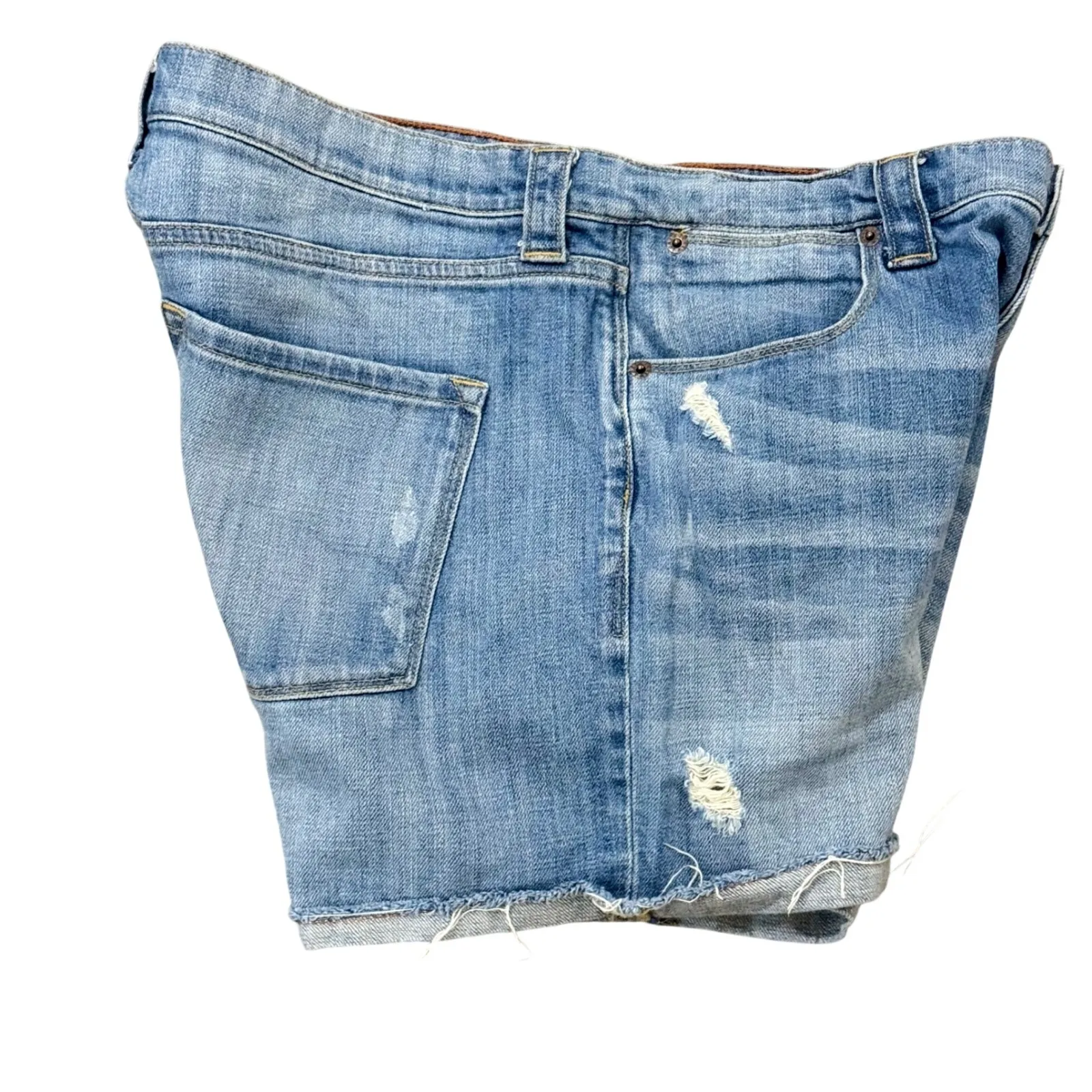 J. Crew Stretch Denim Distressed Cuffed Shorts Women Size 10 Blue - Image 3
