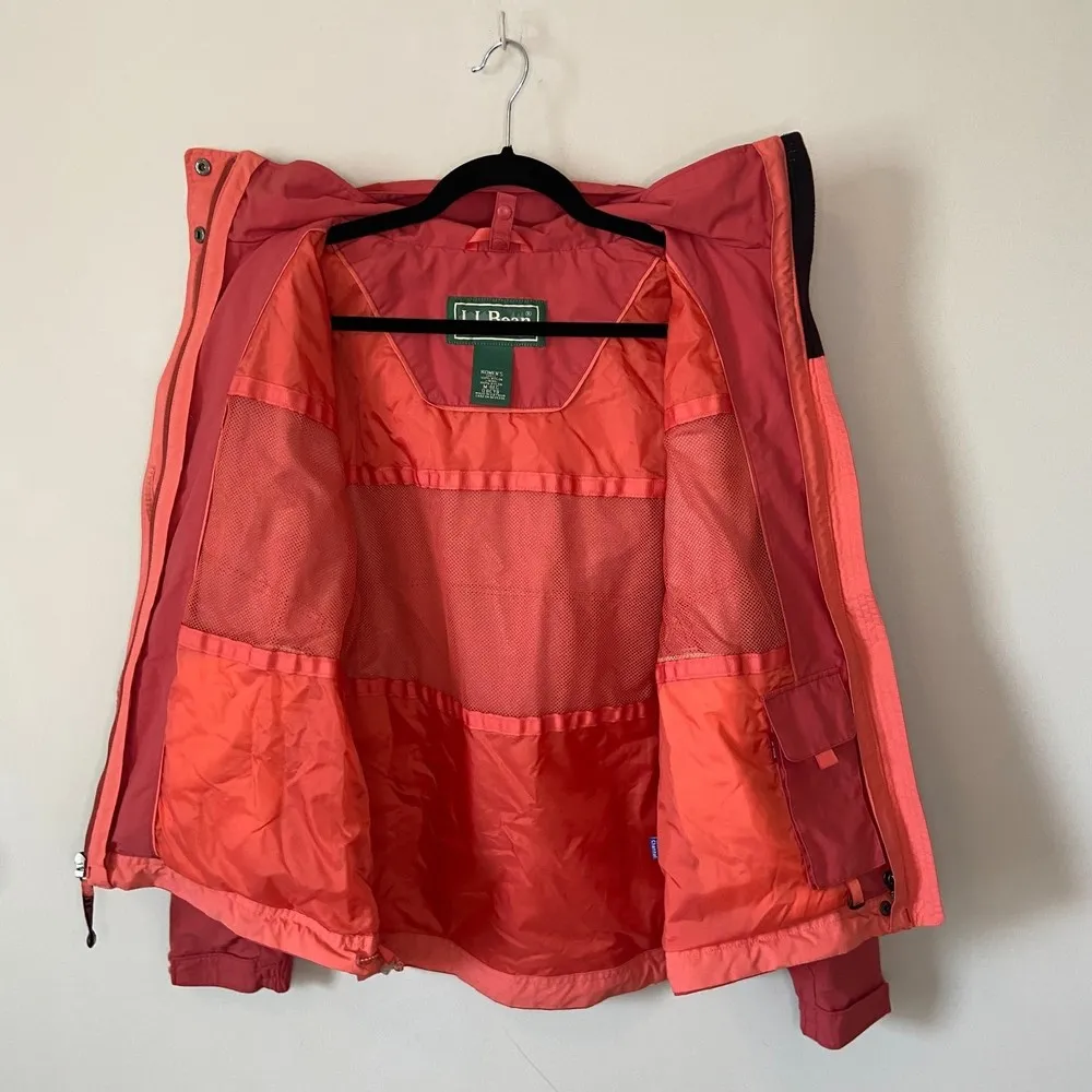 L.L. Bean Coral Orange Rain Jacket Size Medium Weather Channel Exclusive Vintage - Image 2