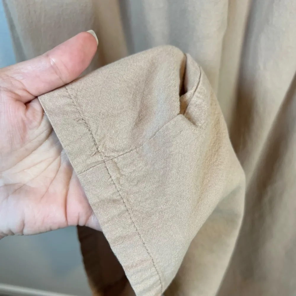 ChouYatou Trouser Pants Tan Flax Cotton Blend Smocked Wide Leg Chic Women's XXL - Image 8