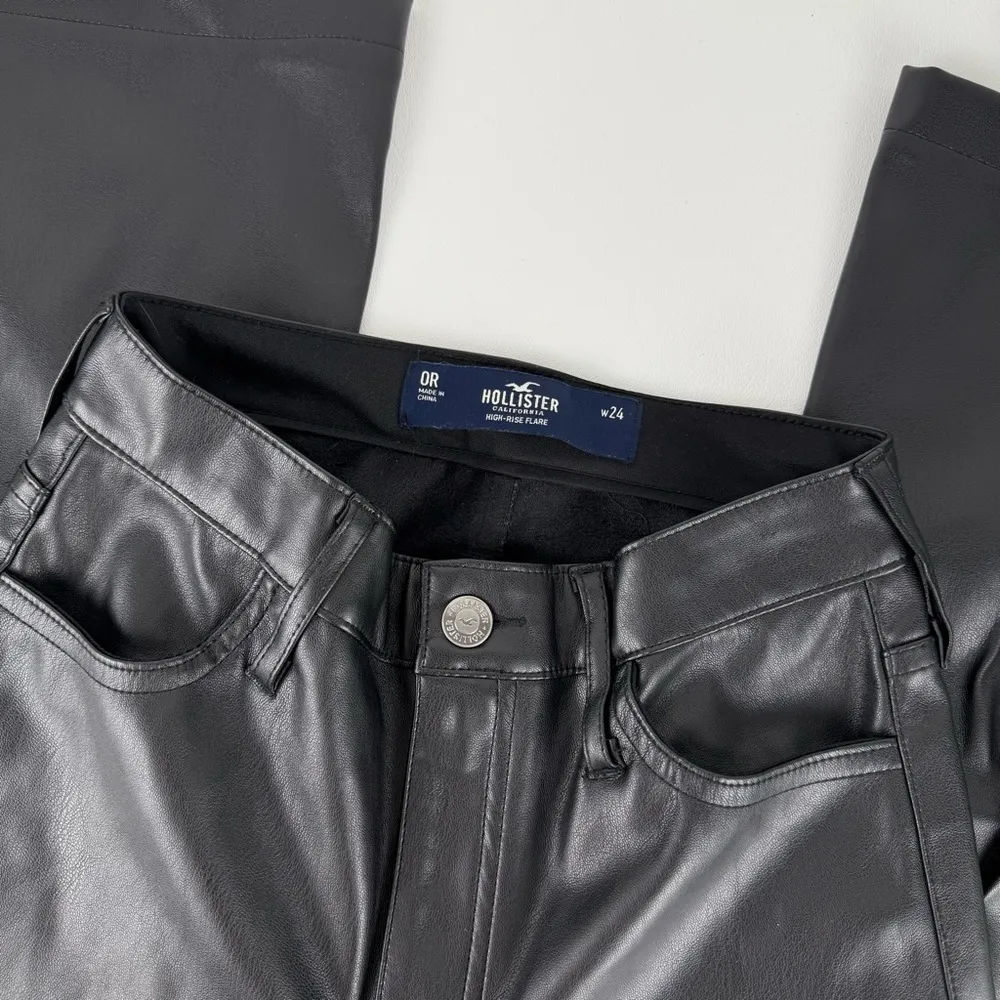 Hollister High Rise Faux Leather Flare Pants - Image 2