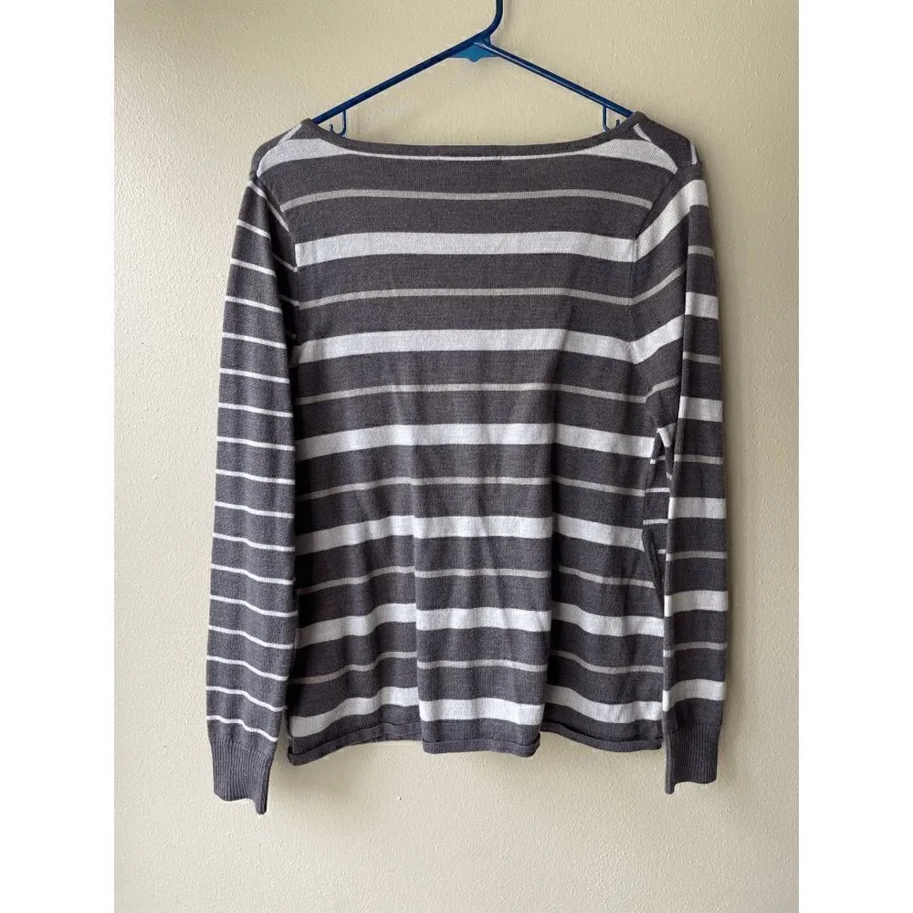 Smartwool Merino Wool Women's V Neck Striped Sweater Size Medium - Image 2
