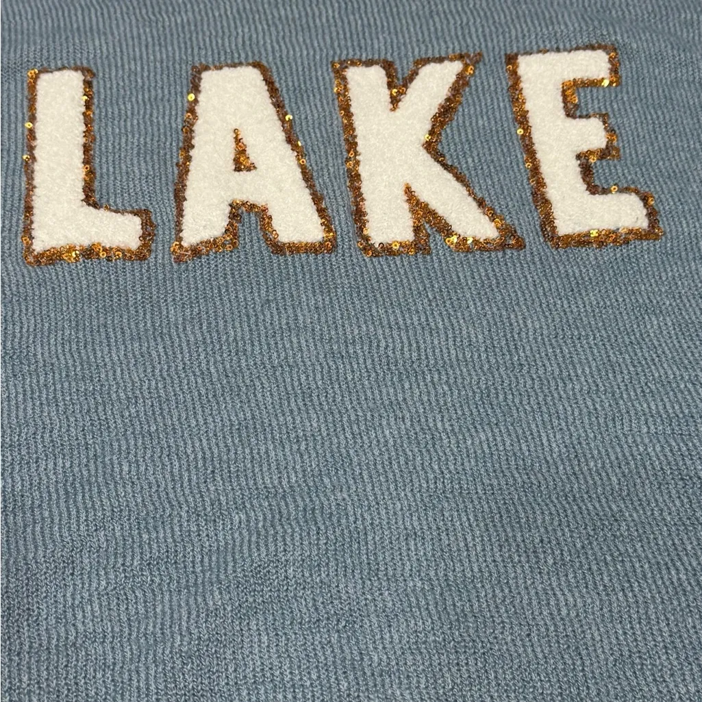 ✨ Simply Southern Women’s “LAKE” Crewneck Sweater 💦 Blue Knit | Size Large - Image 4