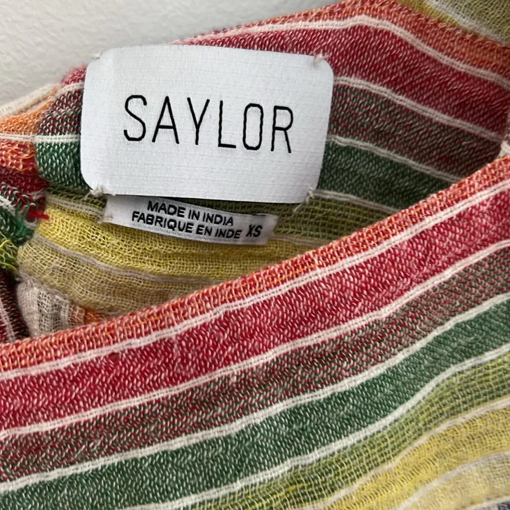 Saylor Francine Top Rainbow Size XS Flutter Sleeve Tie Back Bow Cotton - Image 5