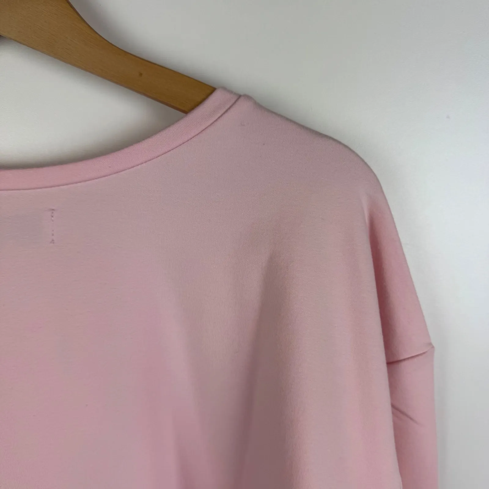 NWT NYDJ Forever‎ Comfort Tie Front Sweatshirt Sz 0X Carnation Pink Comfy Lounge - Image 4