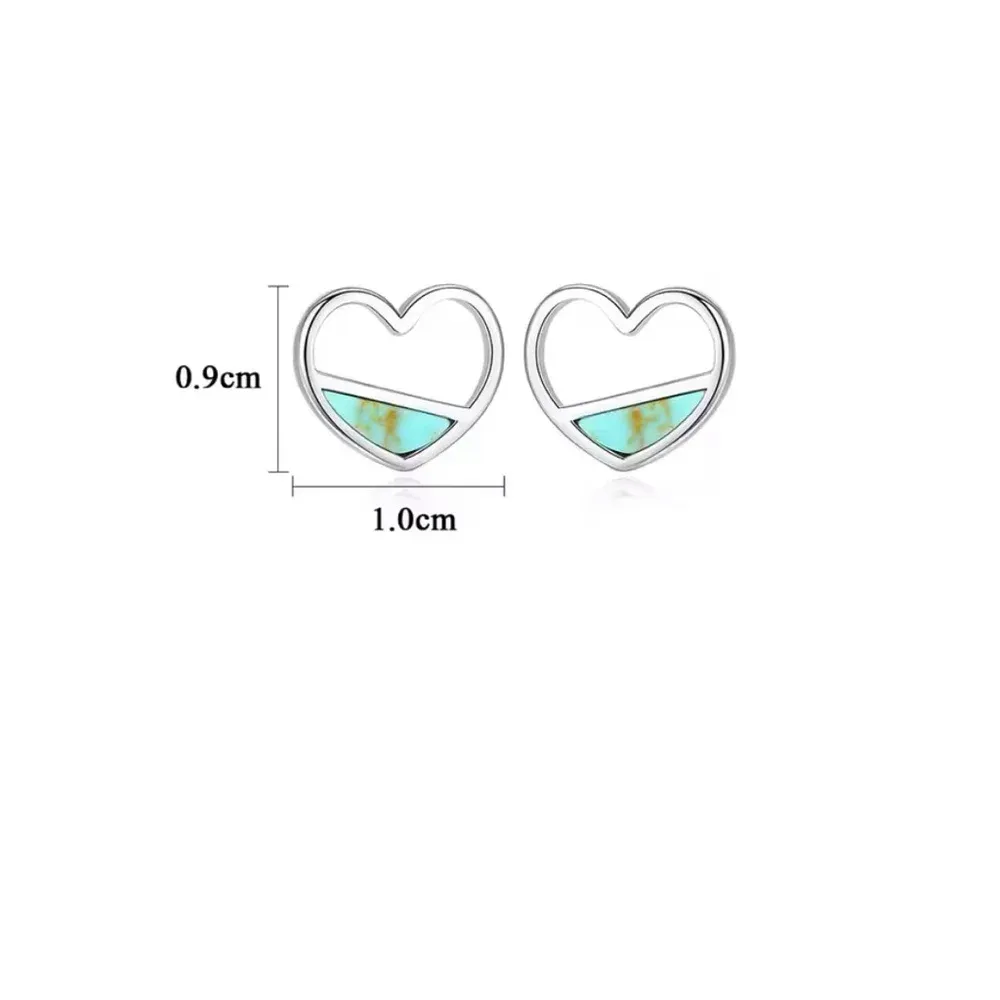 NEW Heart Earrings, White Gold Plated Sterling Turquoise , 9cm x‎ 1cm - Image 4