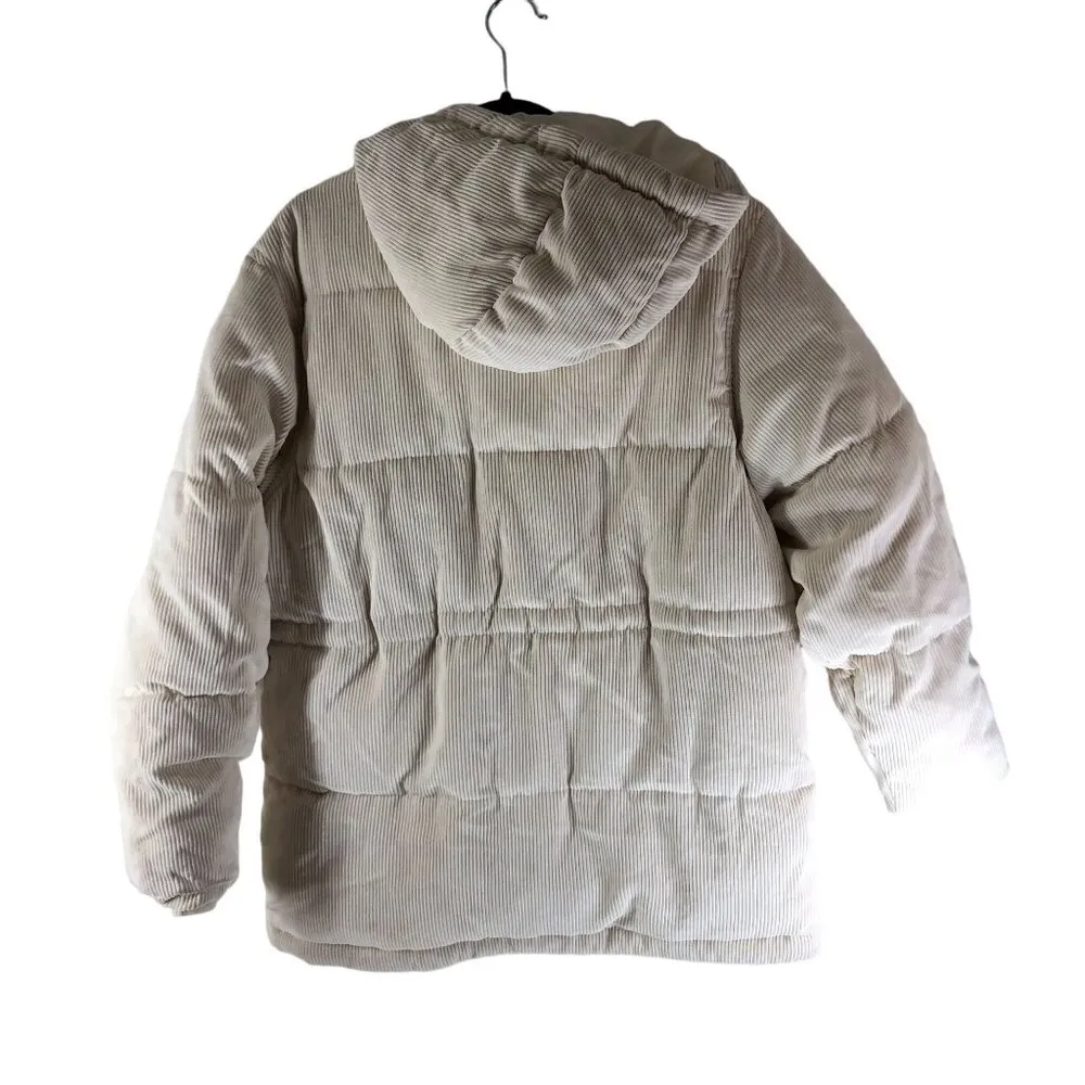 Universal Thread Womens Warmest Hooded Corduory Puffer Jacket Ivory 1X - Image 4