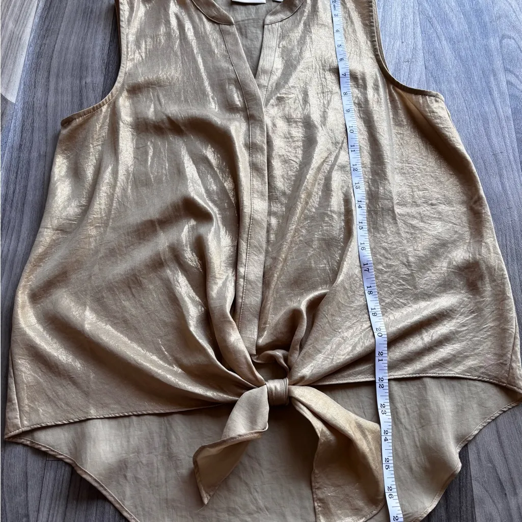 Shimmering Gold Tie-Front Blouse - Image 7