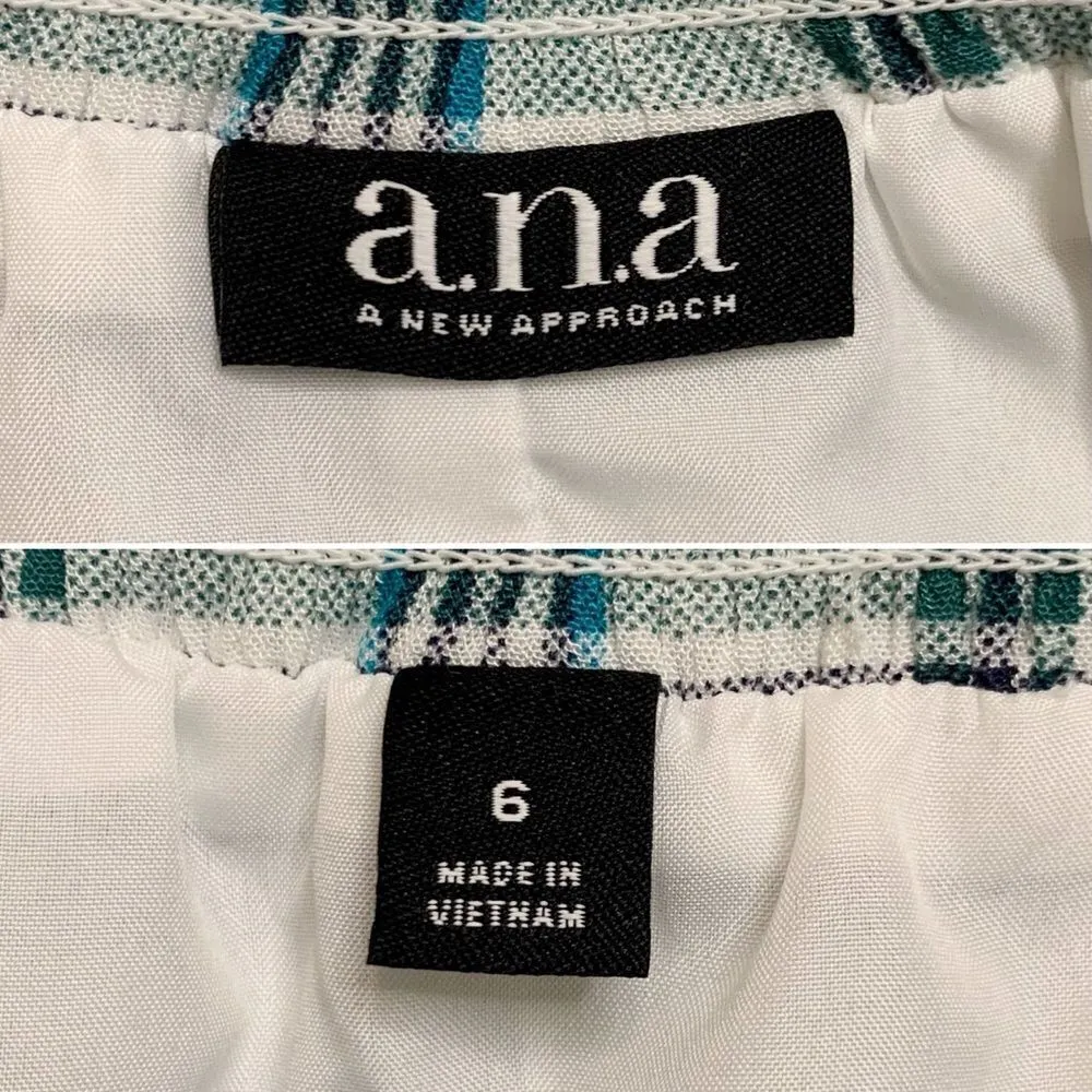 NWT a.n.a Size 6 Green Naples Stripe Faux Wrap Skirt - Image 10