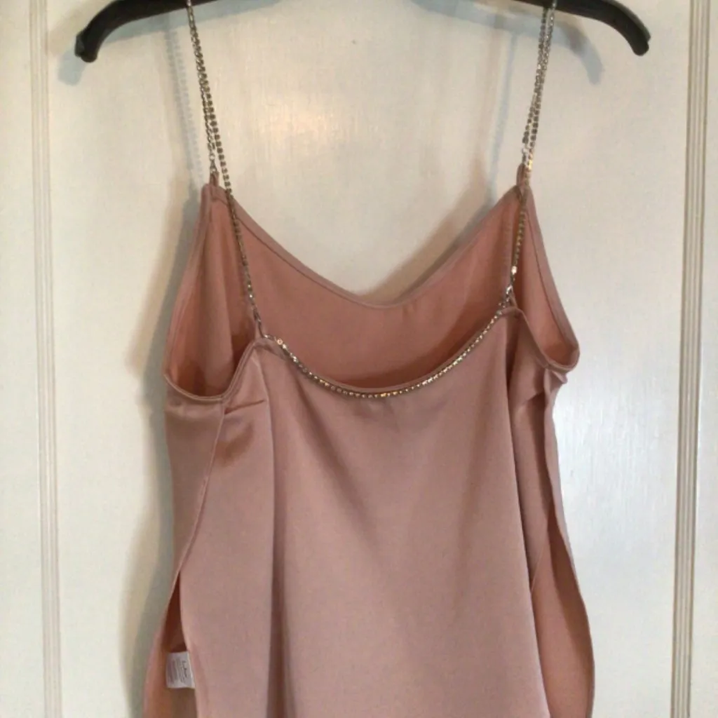 Lulu's Do It For the Glam Dusty Peach Satin Rhinestone Side Slit Cami size med - Image 10