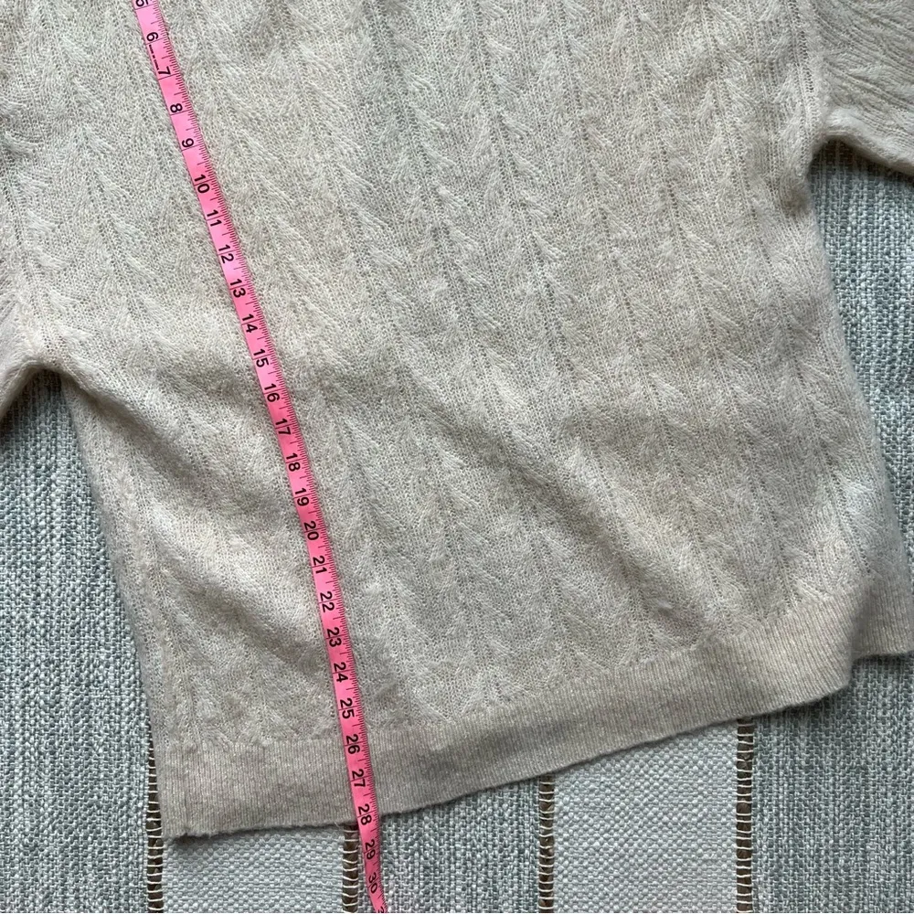 Zara Beige Pointelle Wool Blend Boat Neck Oversized Pullover Sweater XS-S - Image 5