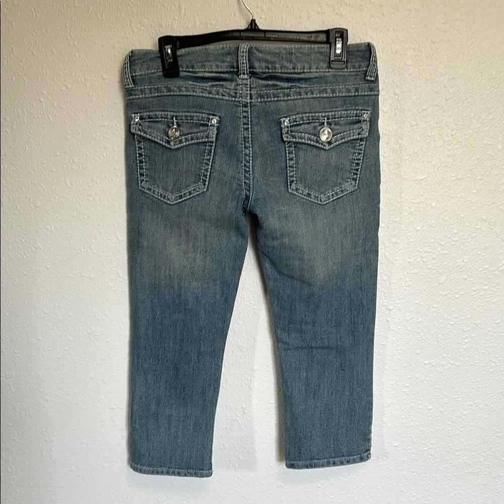 Love Notes Blue Women's Bling Capri Jeans Size 7/8 - Image 3