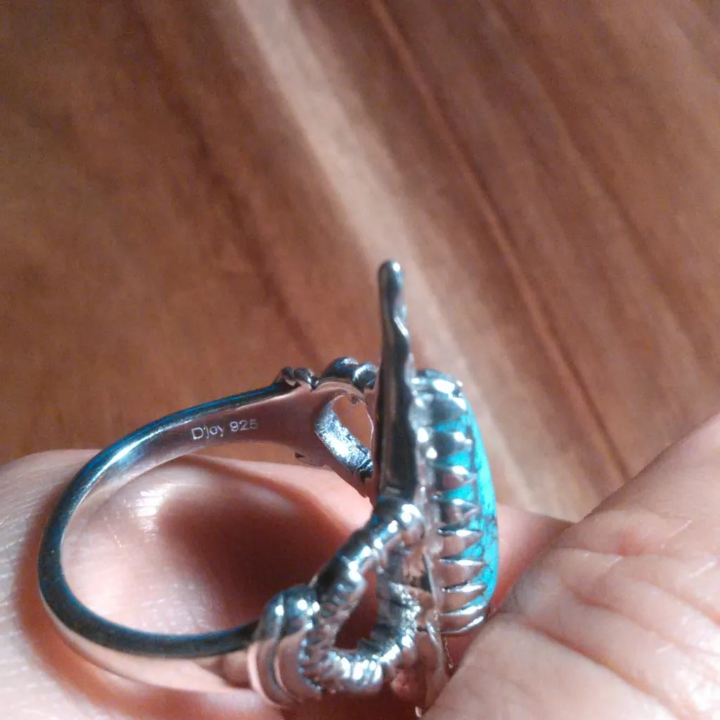 Artisan Crafted Blue Moon Turquoise Arrowhead Sterling Silver Ring (Size 6) - Image 6