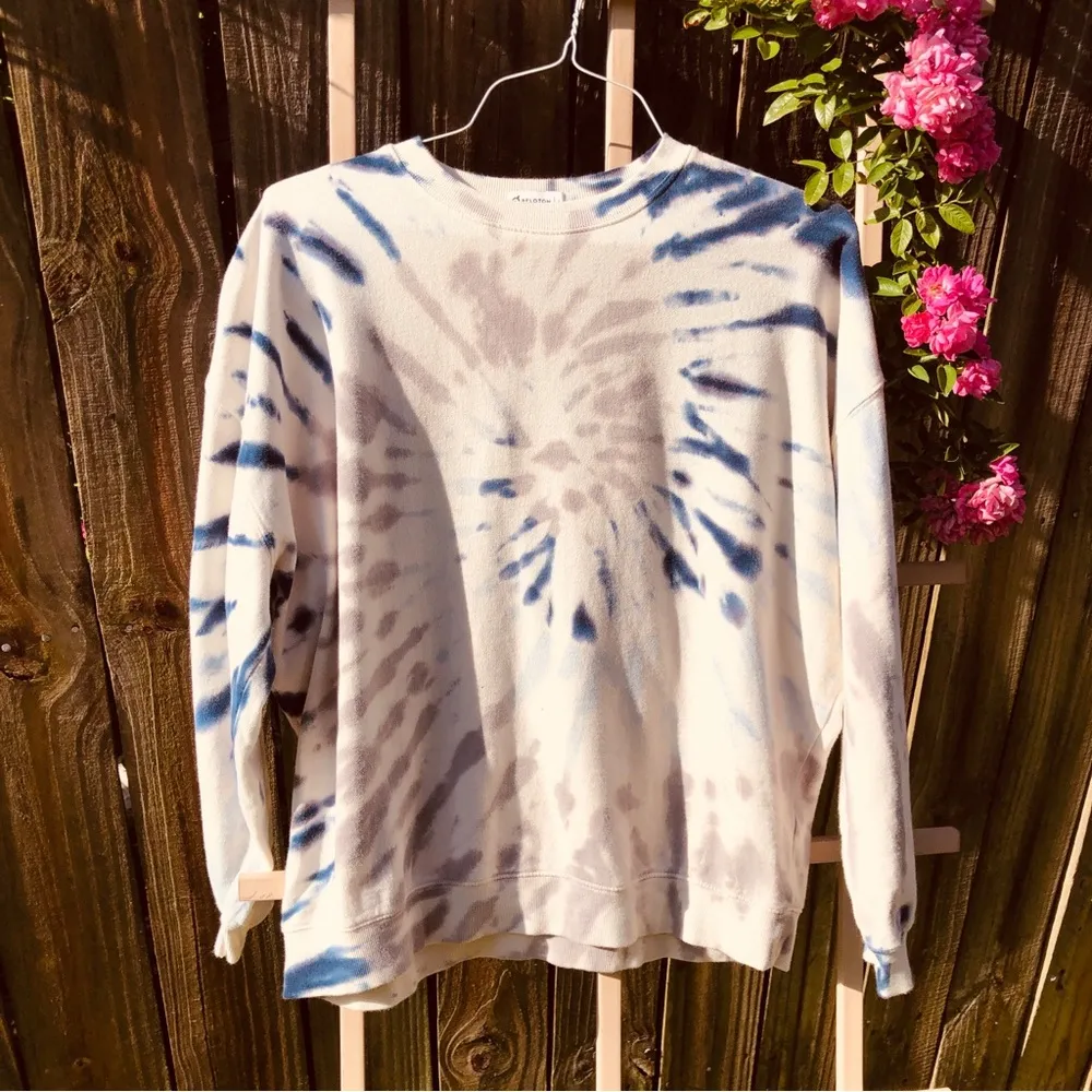 Peleton Tie Dye Indigo Blue Sweatshirt L White Size L - Image 2