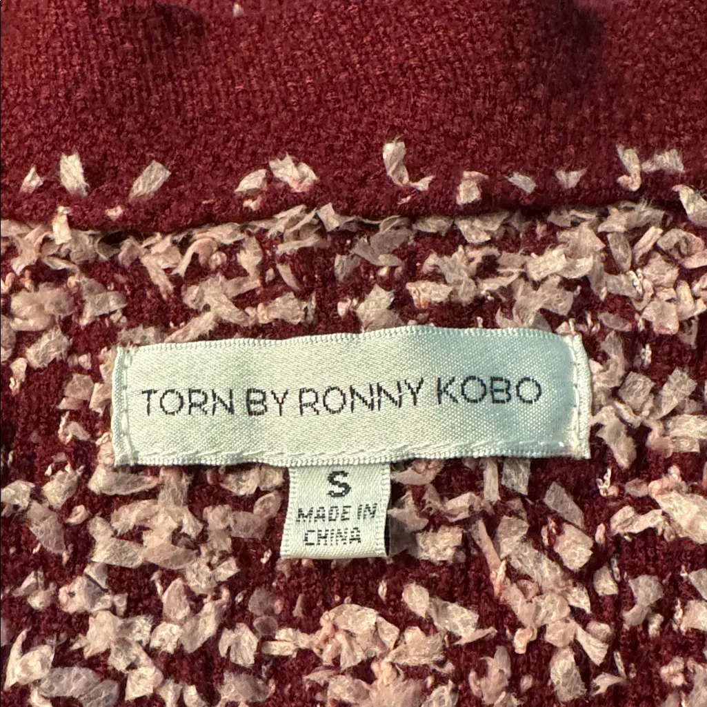 TORN BY RONNY KOBO Lyra Cardigan S 19.5” p2p Port Wine NWOT - Image 3