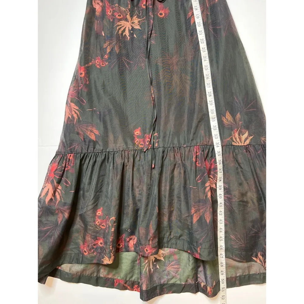 Allsaints Rosi Nila Dark Khaki Green Tiered V-neck Midi Dress Sz 0 - Image 12