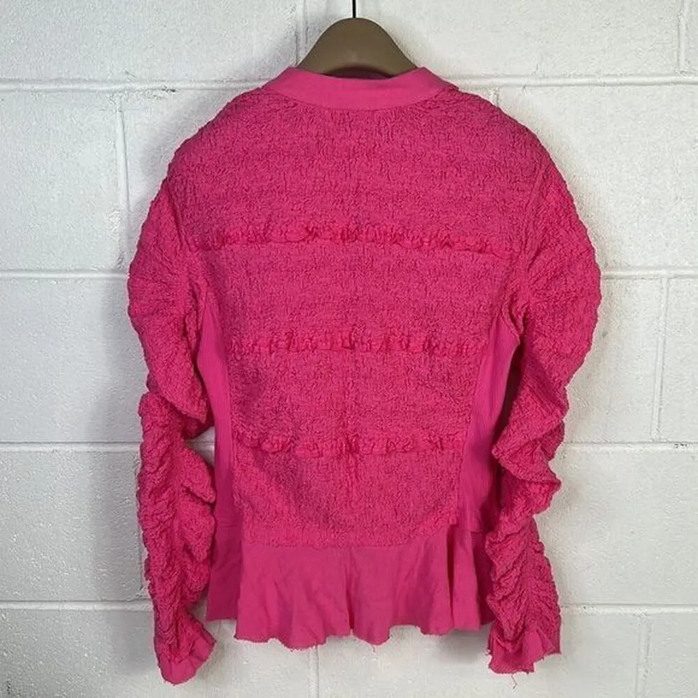 New Small S Free People Demi Jacket Color Aur pink boho 81409591 ruffle blouse - Image 7