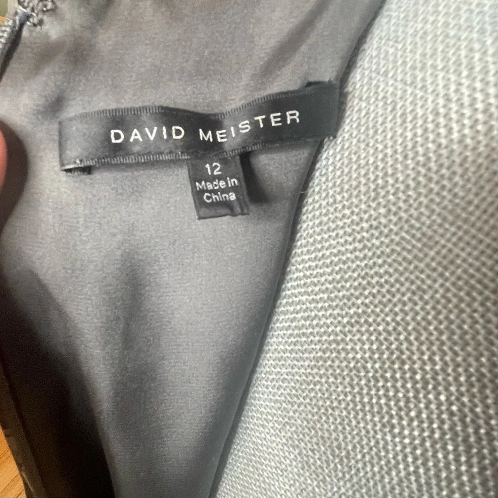 David Meister Silk Long Sleeve Knee Length Midi Dress Gray Snake Womens Size 12 - Image 7