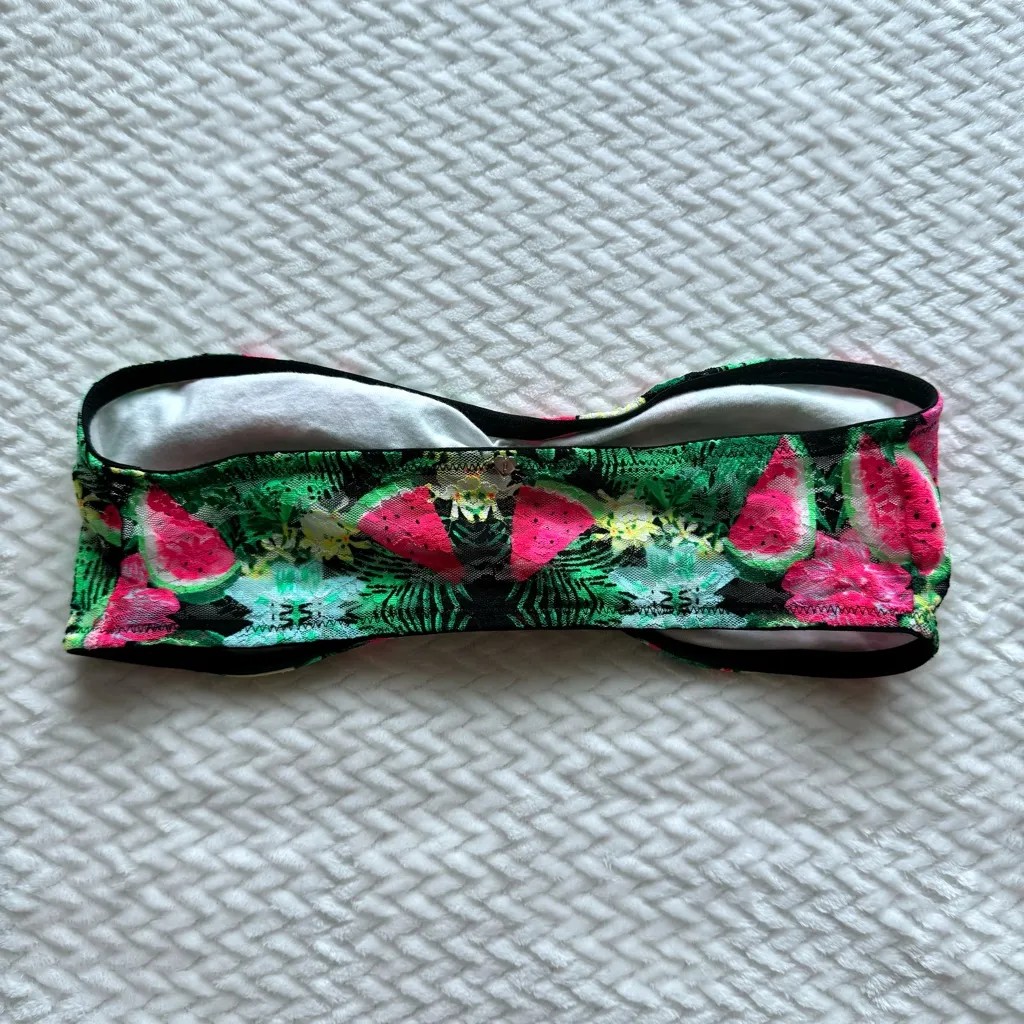 Victoria's Secret PINK Lace Bandeau Bra Size M Watermelon Neon Rave Festival - Image 2
