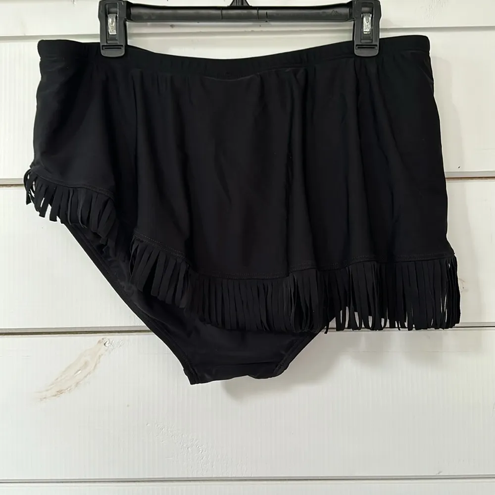 Swimsuits For All Fringe Sarong Skirt Black NEW Size 20 - Image 7
