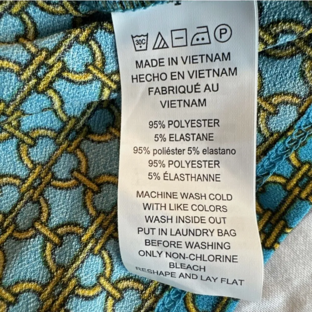 XS $98NWT Michael Kors Long Sleeves Top Milo’s Blue Blouse Buttons Up Gold Chain Green - Image 6