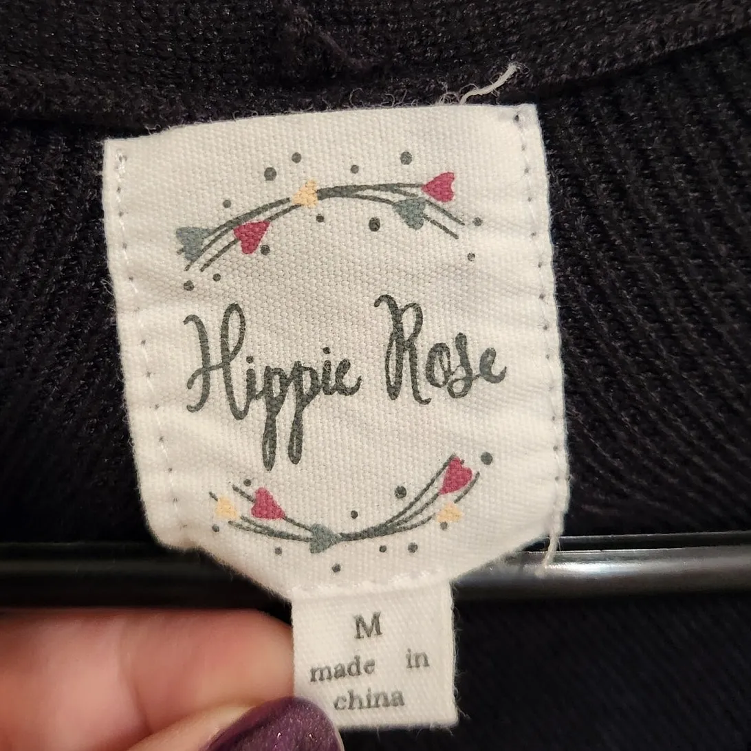 Hippie Rose Black Long Sleeves Pullover Surplice-Neck Ribbed-Hem Sweater Medium - Image 6