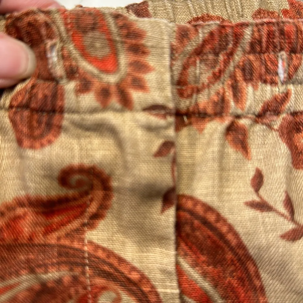 Petite Sophisticate 100% Linen Tan Brown Paisley Pant Trouser Size 10 EUC #4487 - Image 7