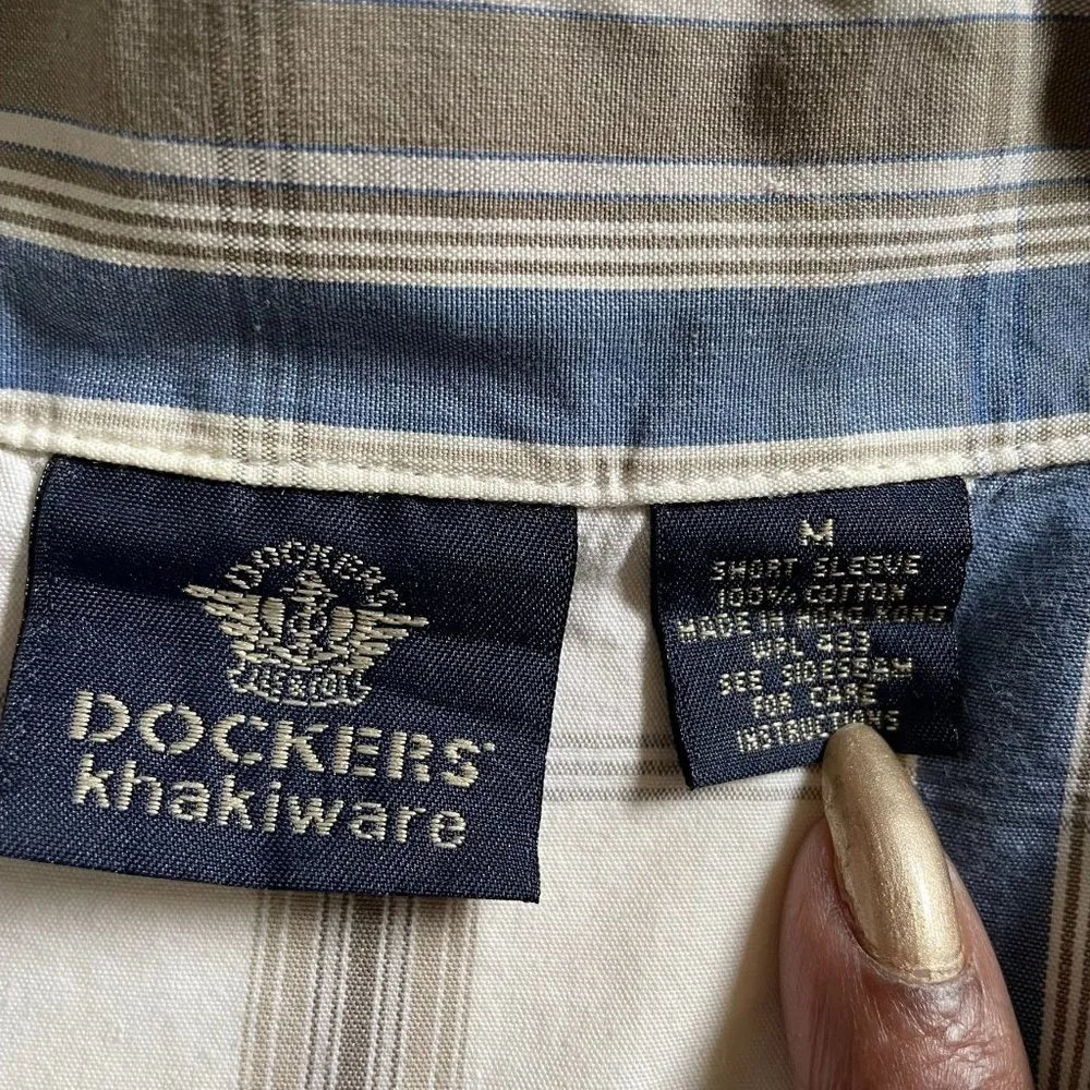 Vintage Womes Dockers Khakiware Plaid Short Sleeve Button Down Shirt Size M u - Image 6