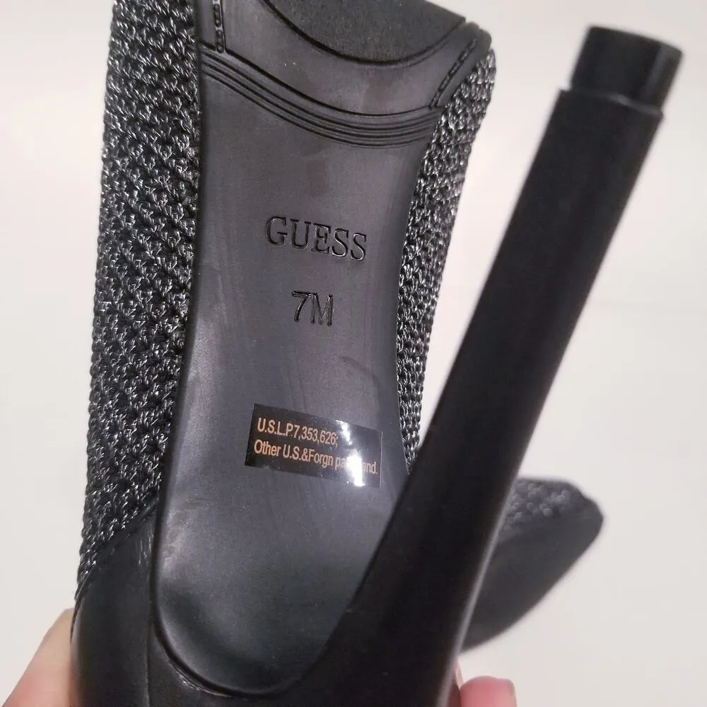 GUESS Shimmer Peep Toe Ankle Boots Stiletto Heels Party Shoes - Image 3