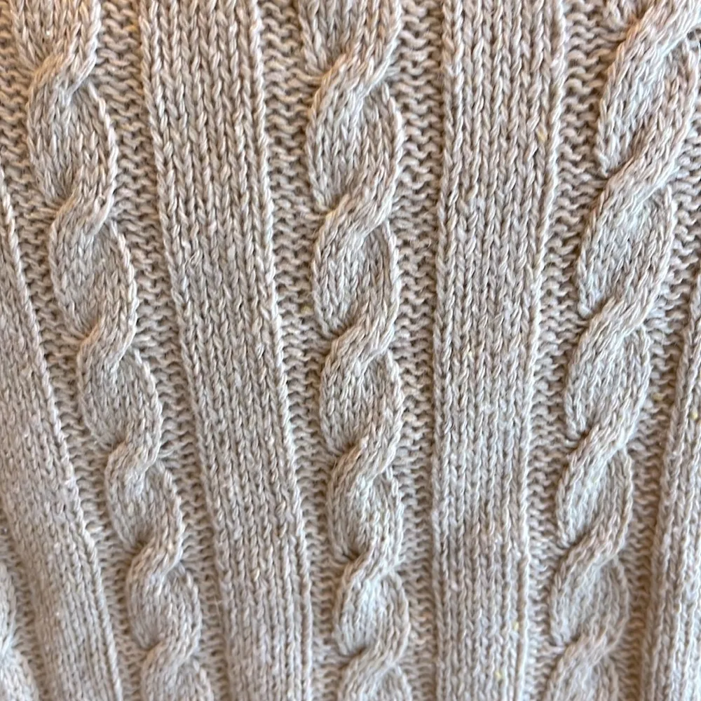 Crop Cable Knit Sweater Light Tan V Neck Womens Small - Image 5