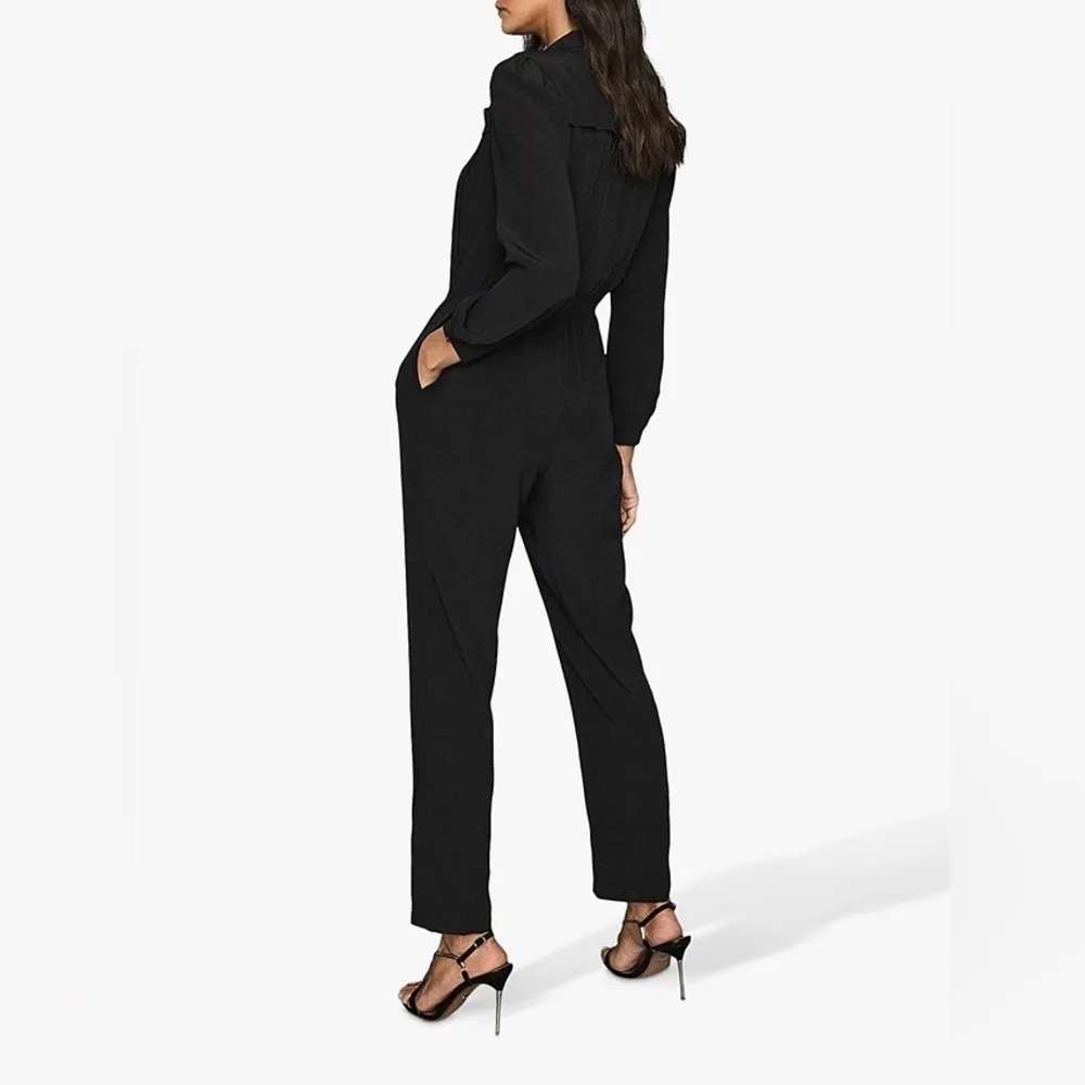 Reiss Selena Black Straight Leg Long Sleeve Crepe Blazer Jumpsuit Size 4 NWT - Image 2