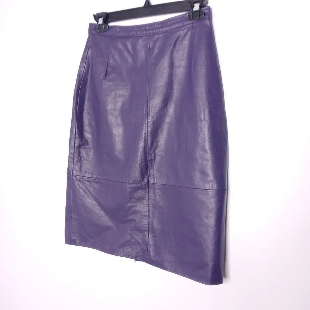 Vintage Comint leather skirt Purple Size undefined - Image 2