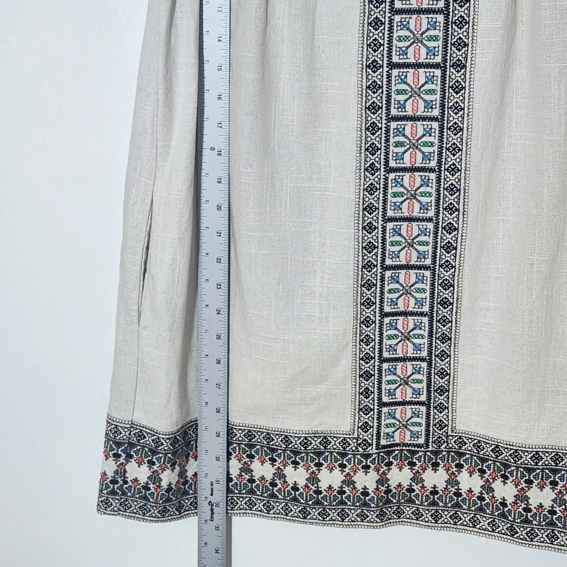 Ella Moss Boho Cream Embroidered Mini Dress Size Large - Image 6