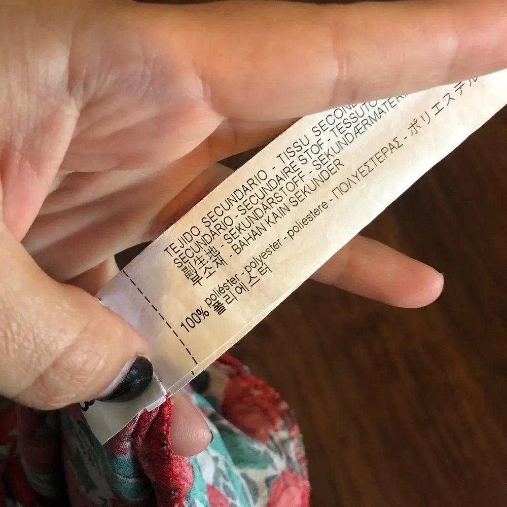 ZARA red flowers daisy print blouse shirt tee top long sleeve off shoulders sz S - Image 3