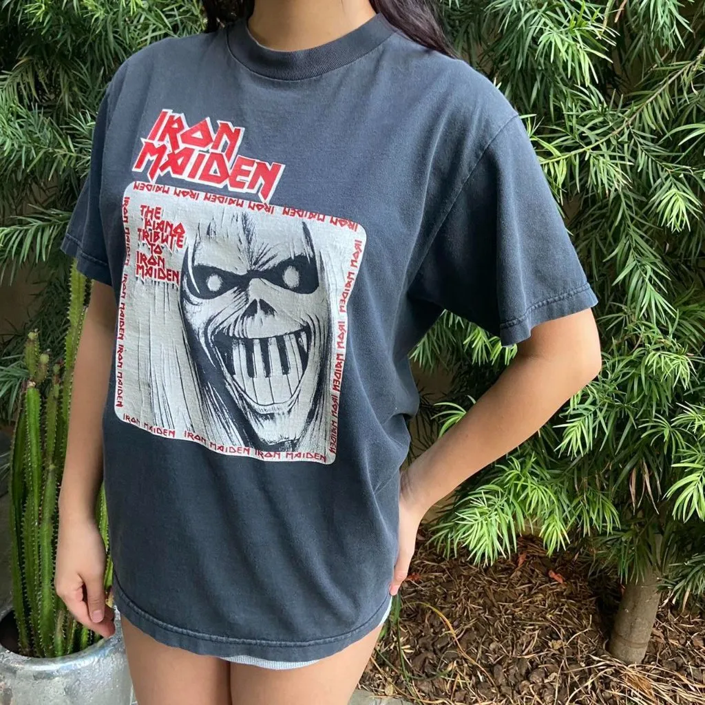 Iron Maiden Distressed Heavy Metal Black crewneck T - Image 2