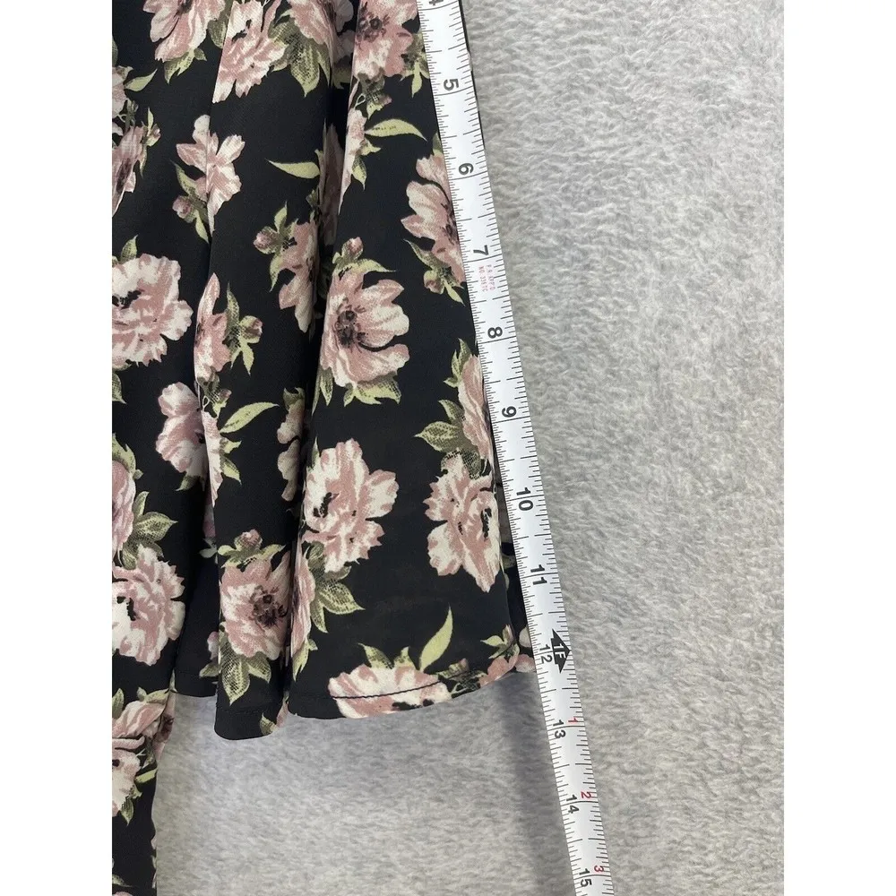 Japna Women's Hi Lo Romper Maxi Dress Black Floral Short Sleeve Small V Neck - Image 2