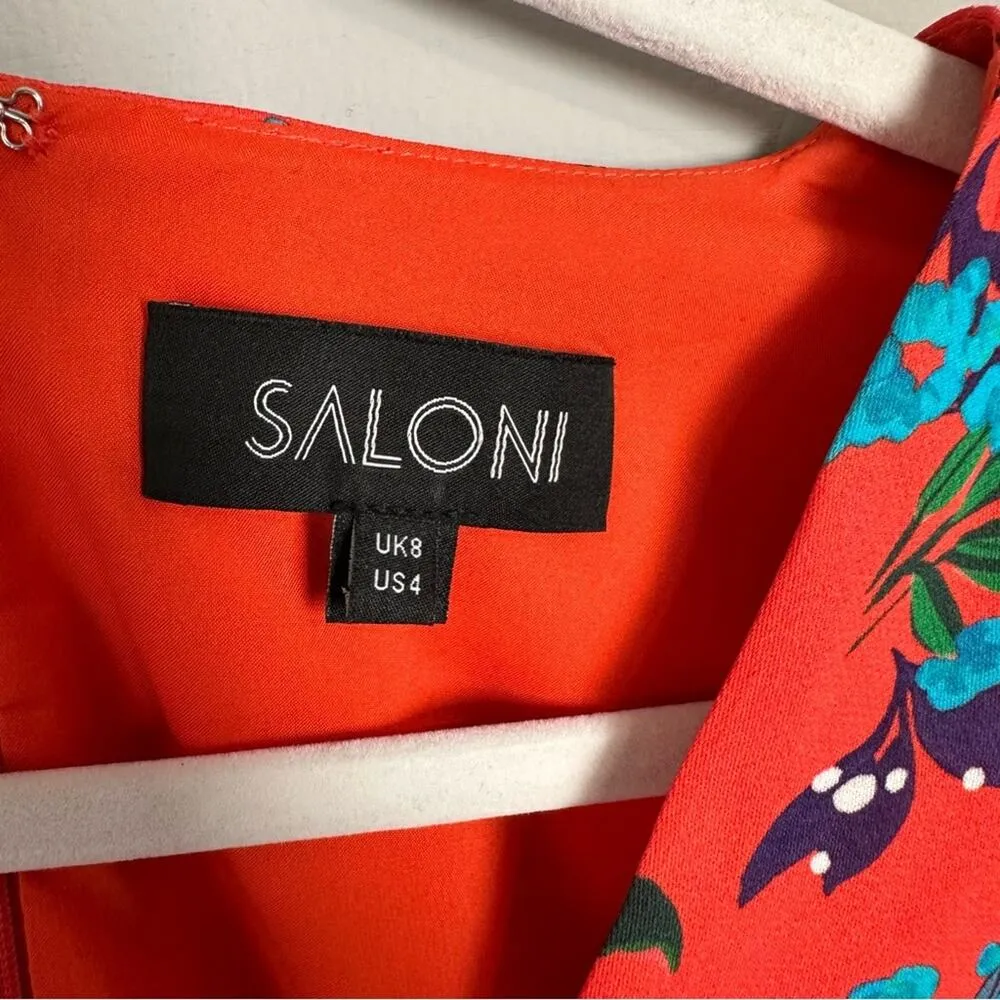 Saloni Eve Dress 4 Tangerine Sweetpea Floral Print Red - Image 7