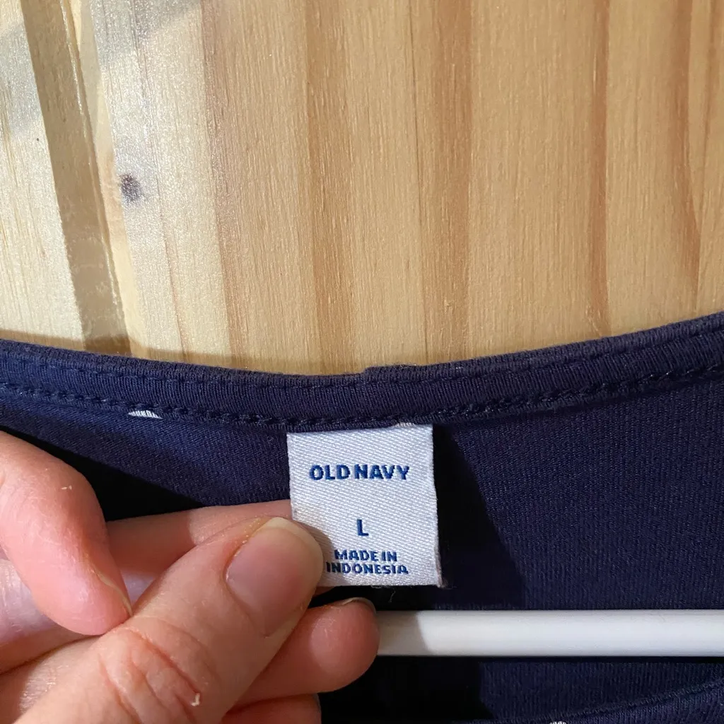 Old Navy Dark Blue Dress with White Dots - Image 3