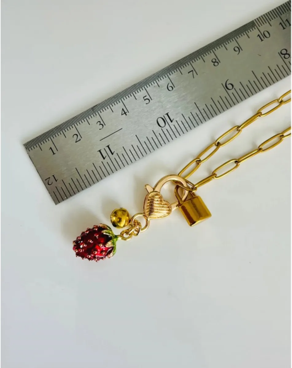 Anthropologie 18K paper clip strawberry necklace  - Image 5